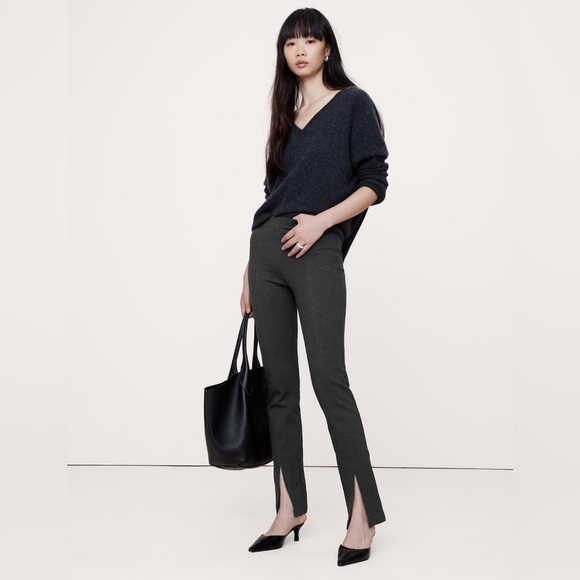 NWT! Banana Republic Gray Split Hem Skinny Everywhere Ponte Pants - Large Tall 🧡 - Picture 4 of 6